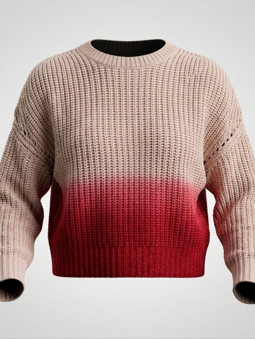 Cloth Dip Dye Blush Pink Red Women's Two Tone Sweater Size L